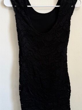 Divided Black Lace Mini Dress